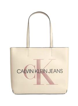 Sac à main Calvin Klein Jeans Sculped Shopper Beige