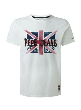 T-Shirt Pepe Jeans Roland Blanc pour Homme