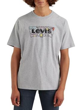 T-Shirt Levis Graphic Flower Gris pour Homme