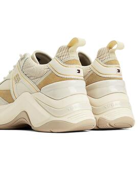 Baskets Tommy Hilfiger Wedge Beige pour Femme