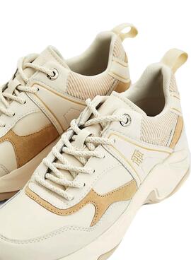 Baskets Tommy Hilfiger Wedge Beige pour Femme