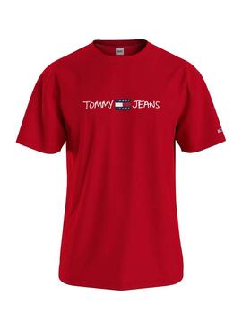 T-Shirt Tommy Jeans Linear Written Rouge Homme