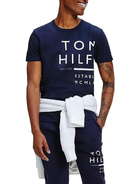 Tee shirt tommy hilfiger homme bleu marine top