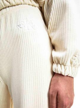 Pantalon Calvin Klein Jeans Corduroy Beige pour Femme