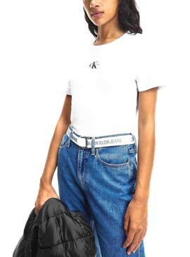 T-Shirt Calvin Klein Jeans Micro Monogram Blanc