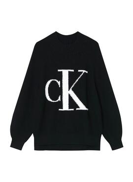 Pull Calvin Klein Jeans Raglan Noire pour Femme