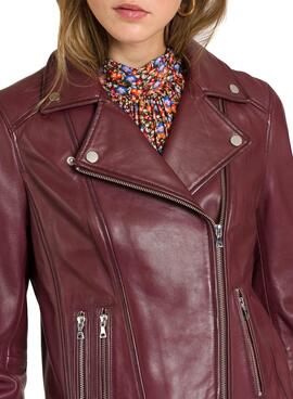 Veste Naf Naf Biker Bordeaux pour Femme