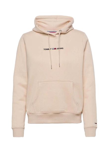 Sweat Tommy Jeans Logo Linear Beige pour Femme