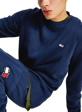 Pull Tommy Jeans Essentiel Crew Bleu Marine Homme