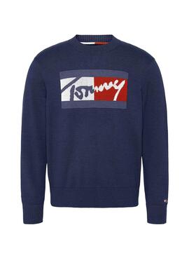 Pull Tommy Jeans Branded Bleu Marine pour Homme