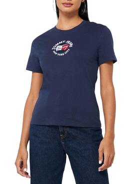 T-Shirt Tommy Jeans Timeless Bleu Marine pour Femme