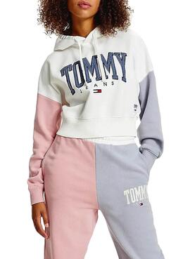 Sweat Tommy Jeans Collegiate Blanc Cropped
