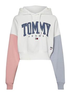 Sweat Tommy Jeans Collegiate Blanc Cropped