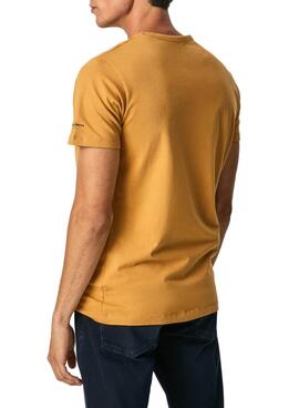 T-Shirt Pepe Jeans Sacha Moutarde pour Homme