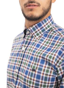 Chemise Klout Camino Bleu y Vert pour Homme