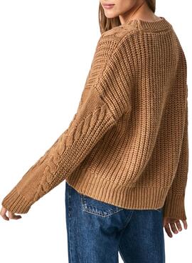 Pull Pepe Jeans Rania Knitted Marron pour Femme