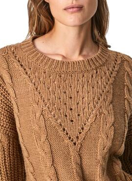 Pull Pepe Jeans Rania Knitted Marron pour Femme