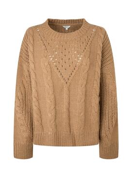 Pull Pepe Jeans Rania Knitted Marron pour Femme