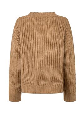 Pull Pepe Jeans Rania Knitted Marron pour Femme