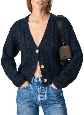 Cardigan Pepe Jeans Rachel Knitted Bleu Marine pour Femme