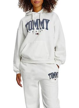 Sweat Tommy Jeans Collegiate Blanc Capuche