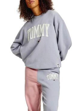 Sweat Tommy Jeans Collegiate Lilas pour Femme