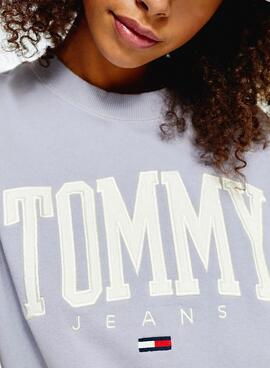 Sweat Tommy Jeans Collegiate Lilas pour Femme