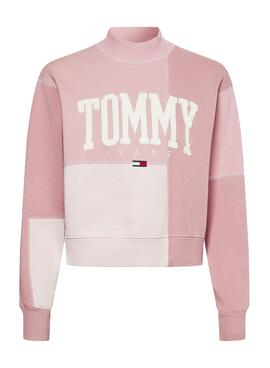 Sweat Tommy Jeans Collegiate Rosa Cropped Femme