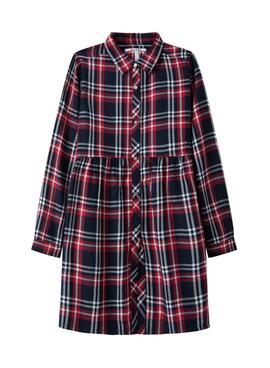 Robe Pepe Jeans Luli Tartan Bleu Marine pour Fille