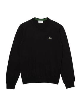 Sweat Lacoste Tricot Noir pour Homme