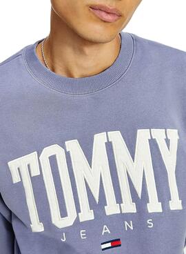 Sweat Tommy Jeans Collegiate Bleu pour Homme