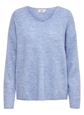 Pull Only Camilla V Bleu pour Femme