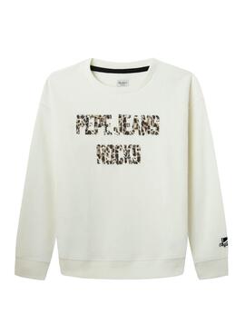 Sweat Pepe Jeans Erika Blanc pour Fille