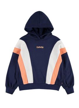 Sweat Levis Bloc Colorblock Bleu y Naranja pour Fille