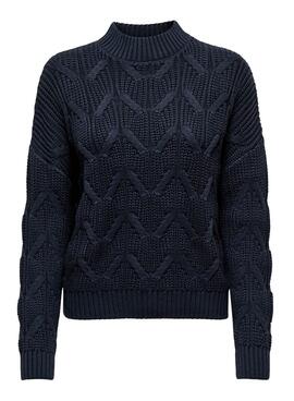 Pull Only Mette Bleu Marine Knitted pour Femme