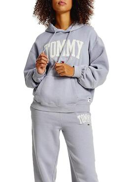 Sweat Tommy Jeans Collegiate Lilas Capuche Femme