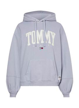 Sweat Tommy Jeans Collegiate Lilas Capuche Femme