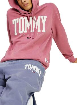 Sweat Tommy Jeans Collegiate Rosa Capuche
