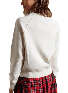 Sweat Superdry EMB Cotton Crew Blanc Femme