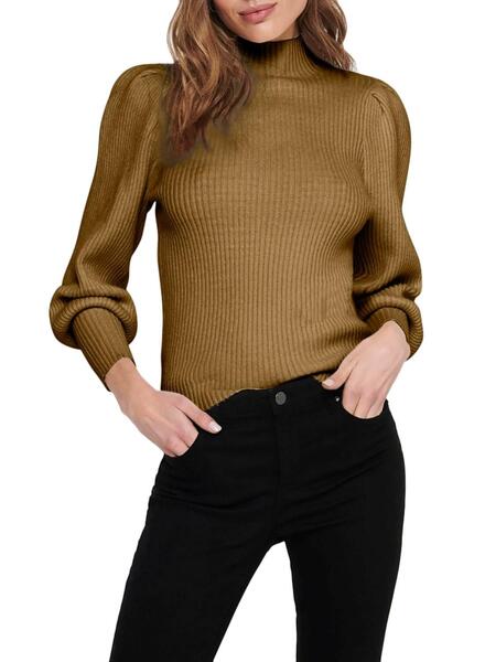 Pull Only Katia Col Roul Marron pour Femme
