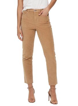 Pantalon Only Lemily Velours côtelé Beige pour Femme