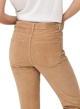 Pantalon Only Lemily Velours côtelé Beige pour Femme