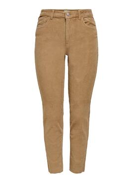 Pantalon Only Lemily Velours côtelé Beige pour Femme