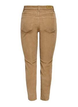 Pantalon Only Lemily Velours côtelé Beige pour Femme