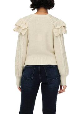 Pull Only Lisani Life Beige Voltantes pour Femme