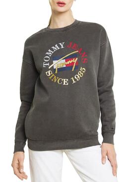 Sweat Tommy Jeans Relaxed Vintage Gris Femme