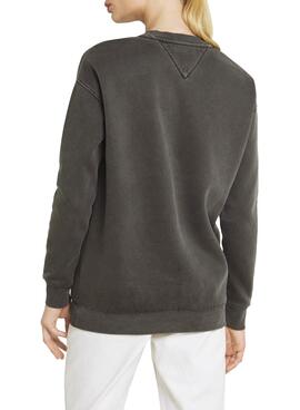 Sweat Tommy Jeans Relaxed Vintage Gris Femme