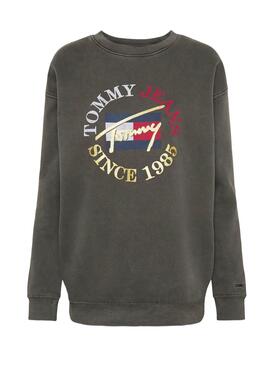 Sweat Tommy Jeans Relaxed Vintage Gris Femme