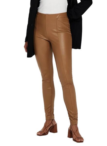 Legging Simili Cuir Marron Femme Leggins Only Jessie Faux