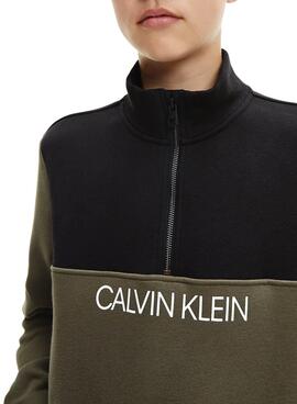 Survêtement Calvin Klein CLR Block Zip Vert pour Garçon